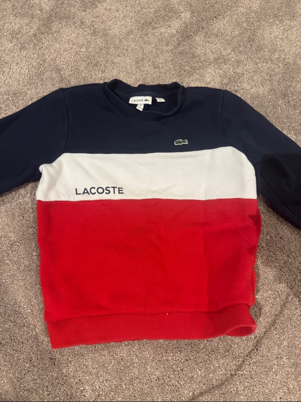 Lacoste Men's Colorblock Crewneck Sweater - Navy White Red